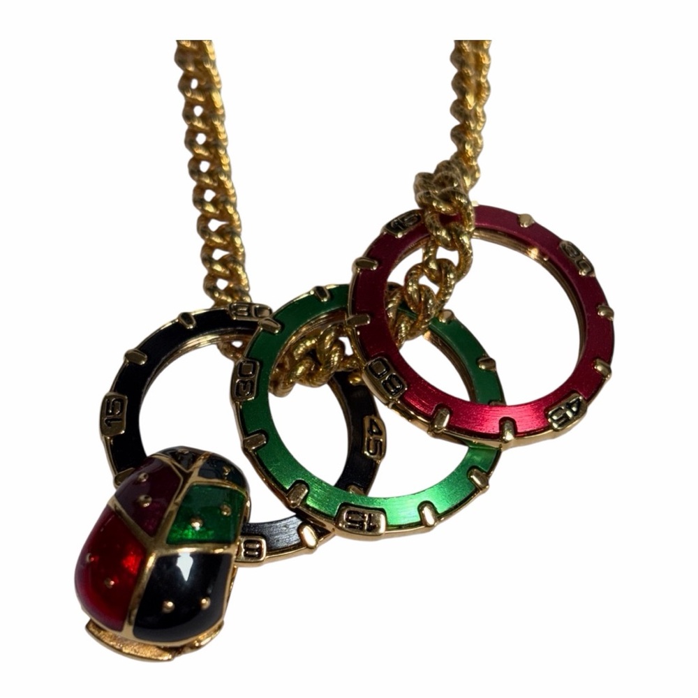 Vintage Joan Rivers Enamel Watch Dial Hinged Egg Charm on KJL Necklace Chain
